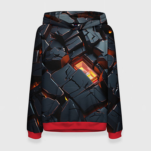 Женская толстовка Черные камни с разломами / 3D-Красный – фото 1