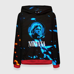 Толстовка-худи женская Nirvana рок бенд краски, цвет: 3D-красный