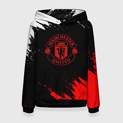 Толстовка-худи женская Манчестер Сити краски, цвет: 3D-черный