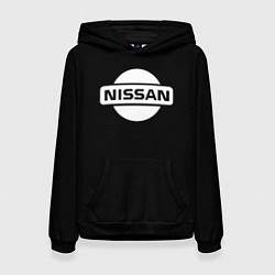 Толстовка-худи женская Nissan logo white, цвет: 3D-черный