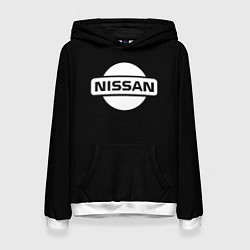 Толстовка-худи женская Nissan logo white, цвет: 3D-белый