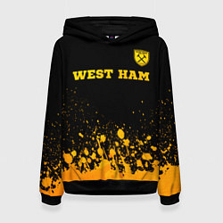 Толстовка-худи женская West Ham - gold gradient посередине, цвет: 3D-черный