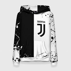 Толстовка-худи женская Juventus краски текстура спорт, цвет: 3D-белый