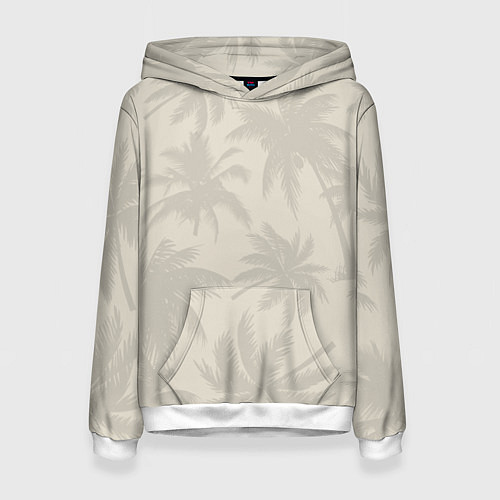 Женская толстовка Бежевые пальмы паттерн / 3D-Белый – фото 1