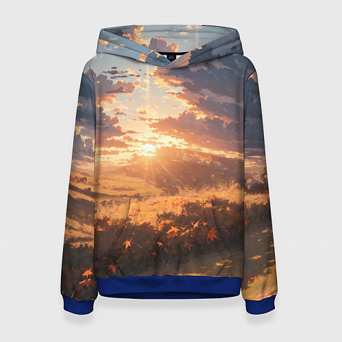 Женская толстовка Вечерний закат - аниме / 3D-Синий – фото 1