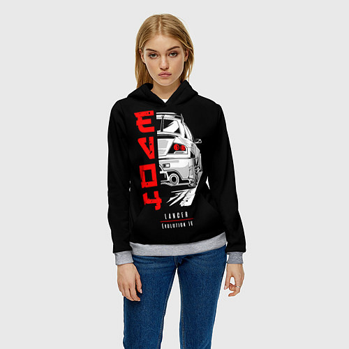 Женская толстовка Mitsubishi Lancer - Evolution 4 / 3D-Меланж – фото 3