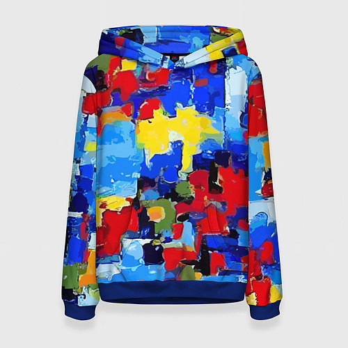 Женская толстовка Смелые мазки яркой краски - нейросеть / 3D-Синий – фото 1