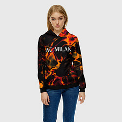 Толстовка-худи женская AC Milan red lava, цвет: 3D-черный — фото 2