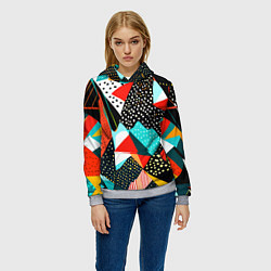 Толстовка-худи женская Abstract patchwork - ai art, цвет: 3D-меланж — фото 2