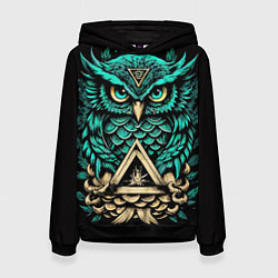Толстовка-худи женская Мудрая сова в скандинавском стиле, цвет: 3D-черный
