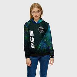Толстовка-худи женская PSG glitch blue, цвет: 3D-черный — фото 2