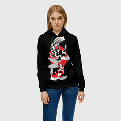 Толстовка-худи женская Карпы кои - японский стиль, цвет: 3D-черный — фото 2