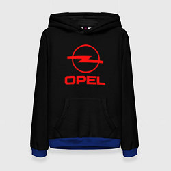 Толстовка-худи женская Opel red logo auto, цвет: 3D-синий