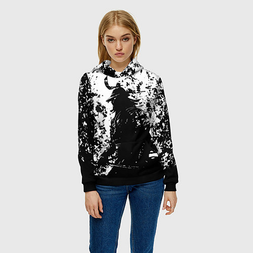 Женская толстовка Ghost of Tsushima black and white / 3D-Черный – фото 3