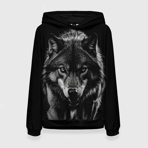 Женская толстовка Волк ночи / 3D-Черный – фото 1