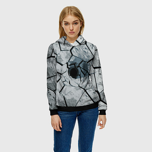 Женская толстовка Расколотая каменная воронка / 3D-Черный – фото 3