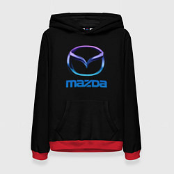 Толстовка-худи женская Mazda neon logo, цвет: 3D-красный