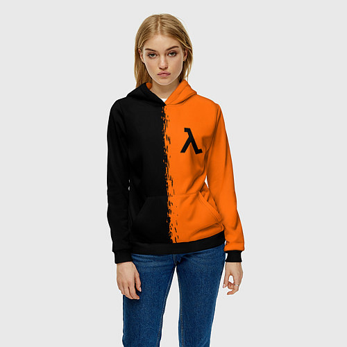 Женская толстовка Half life краски оранж / 3D-Черный – фото 3