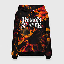 Толстовка-худи женская Demon Slayer red lava, цвет: 3D-черный