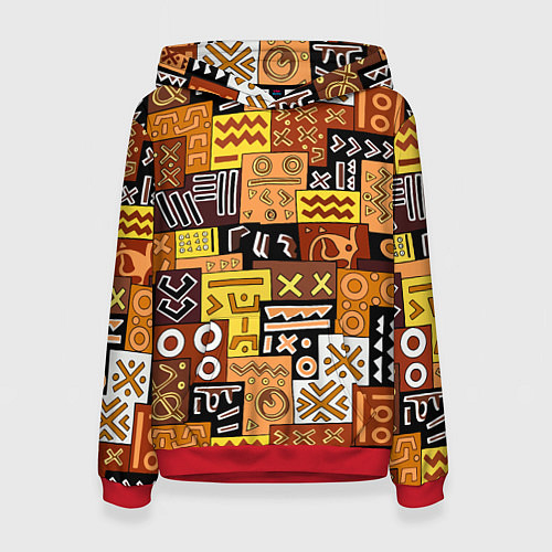 Женская толстовка Африканские этнический коллаж / 3D-Красный – фото 1
