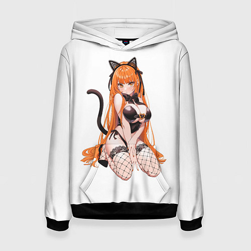 Женская толстовка Кошка-девочка / 3D-Черный – фото 1