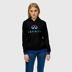 Толстовка-худи женская Infiniti logo neon, цвет: 3D-синий — фото 2