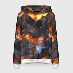 Толстовка-худи женская Чешуя в огне, цвет: 3D-белый