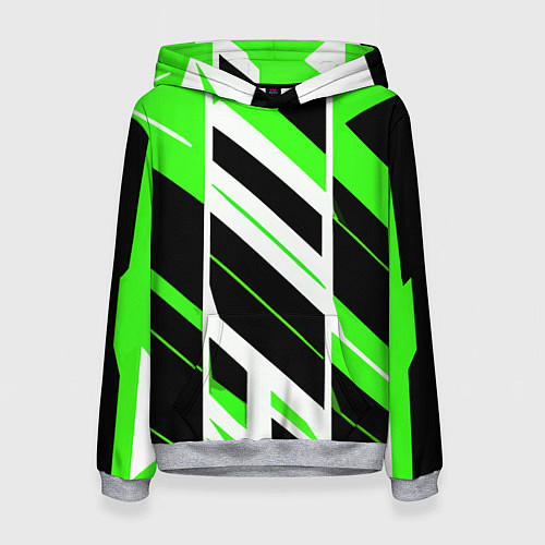 Женская толстовка Black and green stripes on a white background / 3D-Меланж – фото 1