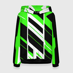 Женская толстовка Black and green stripes on a white background