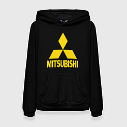 Толстовка-худи женская Mitsubishi logo yelow, цвет: 3D-черный