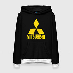 Толстовка-худи женская Mitsubishi logo yelow, цвет: 3D-белый