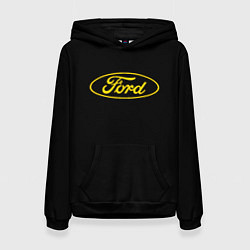 Толстовка-худи женская Ford logo yellow, цвет: 3D-черный