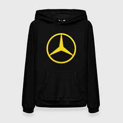 Толстовка-худи женская Mercedes logo yello, цвет: 3D-черный