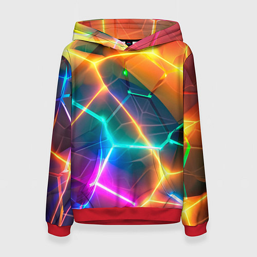 Женская толстовка Яркий градиент в разломленных плитах с желтым свет / 3D-Красный – фото 1