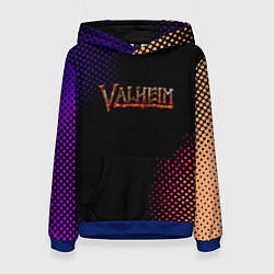 Толстовка-худи женская Valheim logo pattern, цвет: 3D-синий