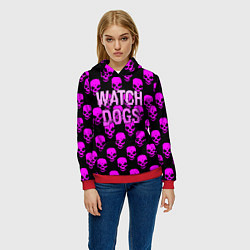 Толстовка-худи женская Watch dogs neon skull, цвет: 3D-красный — фото 2