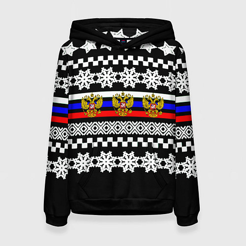 Женская толстовка Rusiia winter pattern / 3D-Черный – фото 1