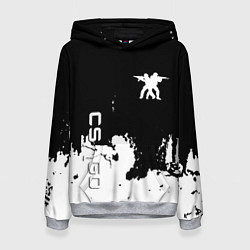 Толстовка-худи женская Контра белые лого, цвет: 3D-меланж