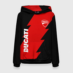 Толстовка-худи женская Ducati - logo, цвет: 3D-черный