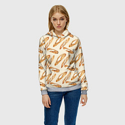 Толстовка-худи женская The baguette pattern, цвет: 3D-меланж — фото 2