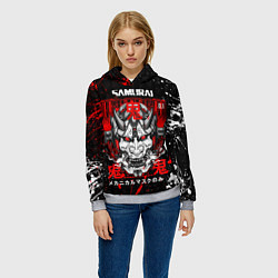 Толстовка-худи женская Hi tech samurai oni mask, цвет: 3D-меланж — фото 2