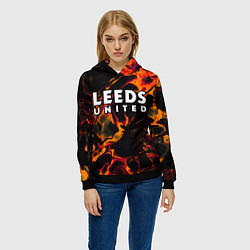 Толстовка-худи женская Leeds United red lava, цвет: 3D-черный — фото 2