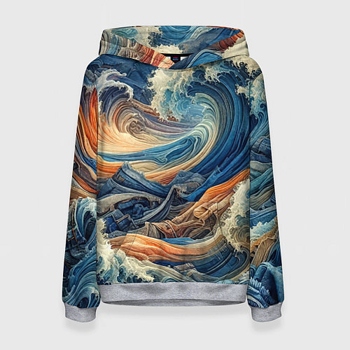 Женская толстовка Джинсовый шторм - нейросеть / 3D-Меланж – фото 1