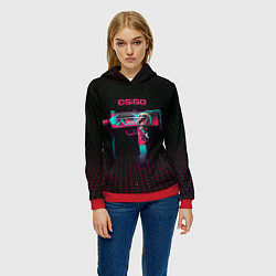 Толстовка-худи женская MAC-10 Neon Rider - CS:GO, цвет: 3D-красный — фото 2