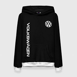 Толстовка-худи женская Volkswagen logo white, цвет: 3D-белый