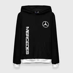 Толстовка-худи женская Mercedes benz logo white auto, цвет: 3D-белый