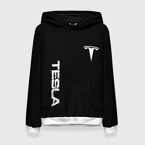 Женская толстовка Tesla logo white / 3D-Белый – фото 1