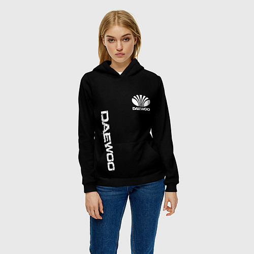Женская толстовка Daewoo logo white / 3D-Черный – фото 3