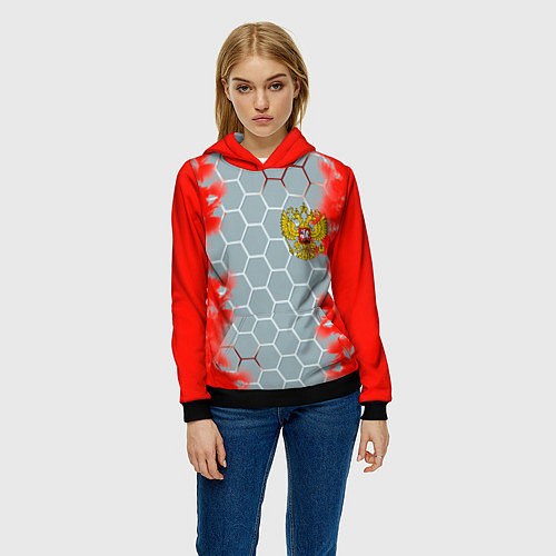 Женская толстовка Россия абстрактные соты / 3D-Черный – фото 3