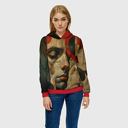 Толстовка-худи женская Мужское лицо в перспективе, цвет: 3D-красный — фото 2